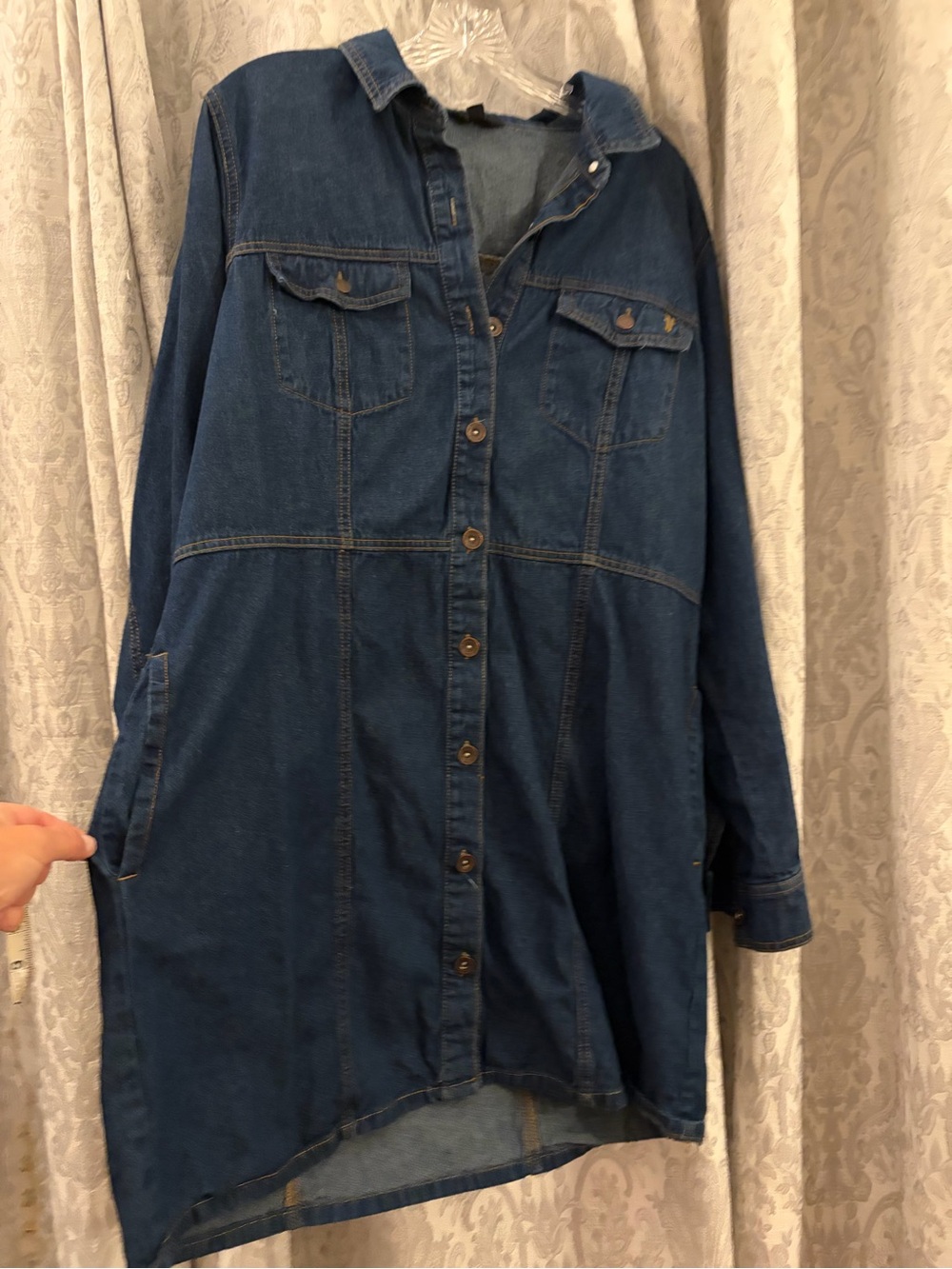 Frye womens XL Button-Front Denim jean dress long sleeve worn once CUTE! Cowgirl - Picture 2 of 11